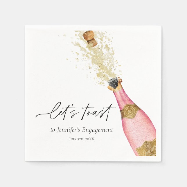 Ließt Toast Pink Champagne Bridal Napkins Serviette (Vorderseite)