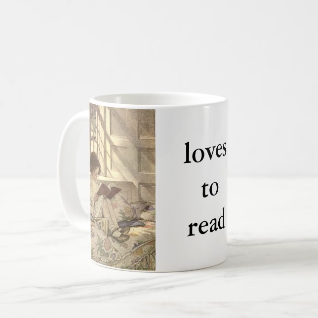 Liest gerne kaffeetasse (Vorderseite Links)
