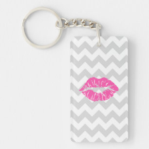 Lieutenant Gray White Chevron, Pink Lipstick Kiss