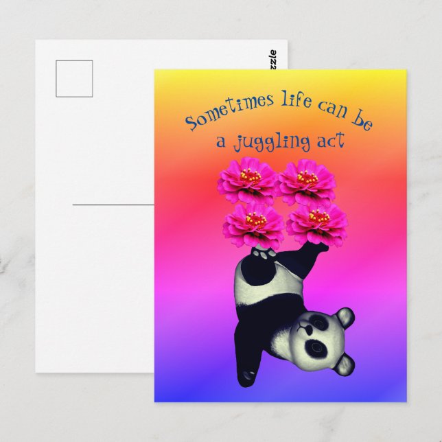 Life A Juggling Act Panda Bären Inspiration Postkarte (Vorne/Hinten)