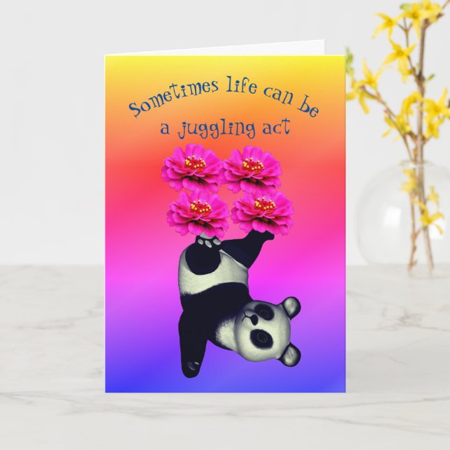 Life A Juggling Act Panda Bear Inspiration Card Karte (Gelbe Blume)