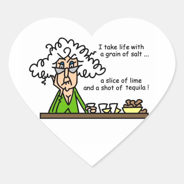 Life and Tequila Humor Herz-Aufkleber (Vorderseite)