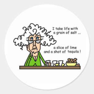Life and Tequila Humor Runder Aufkleber