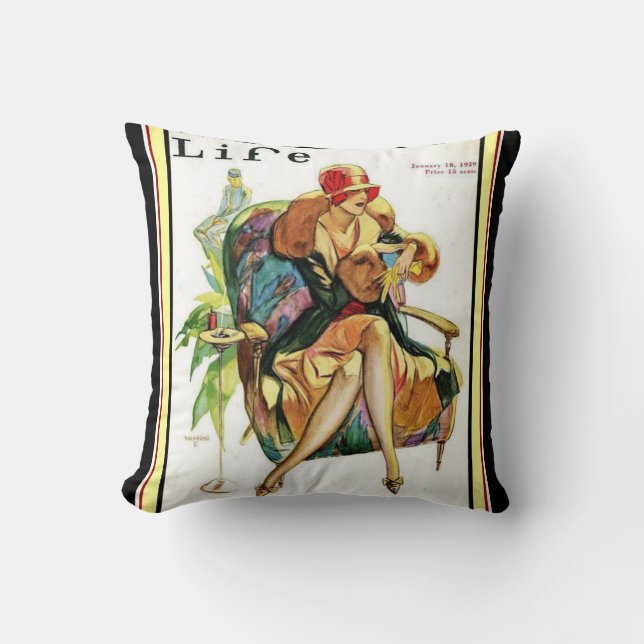 Life Art Deco Flapper Throw Kissen (Vorderseite)