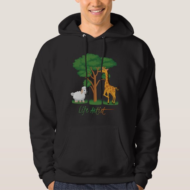 Life Artist: Funny Sheep Meme, w/ Giraffe, Acacia Hoodie (Vorderseite)