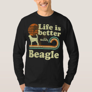Life Better Beagle Vintag Hunde Mama Vater T-Shirt