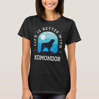 Life Better Komondor Vintag Blue Dog Mama Vater T-Shirt