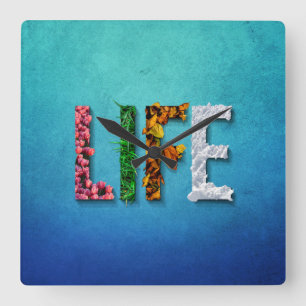 Life Blue Sky Water Fruchtwasser Snow Sea Quadratische Wanduhr