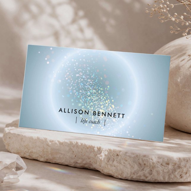Life Coach Celestial Glow Minimal Dusty Blue Visitenkarte (Von Creator hochgeladen)
