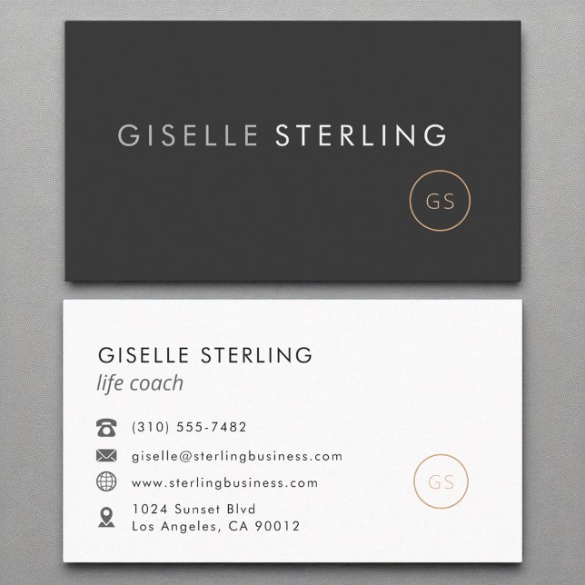 Life Coach Luxury Black Elegante Moderne Visitenkarte (Von Creator hochgeladen)
