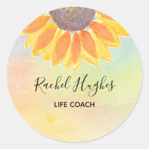 Life Coach Sonnenblume farbenfroh Runder Aufkleber