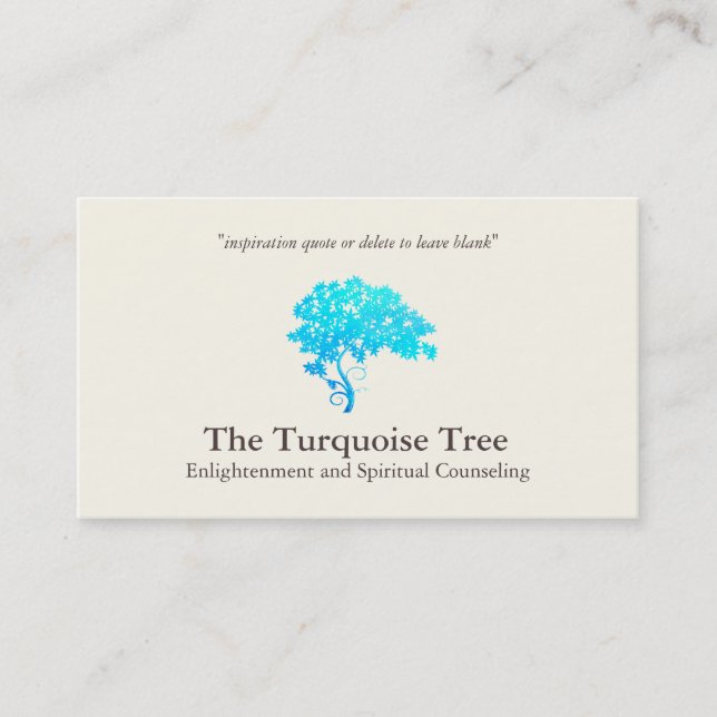 Life Coach Spiritueller Counselor Türkis Baum 2 Visitenkarte (Vorderseite)