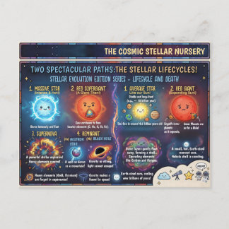 Life Cycle of a Star Space Infographic Guide Postkarte