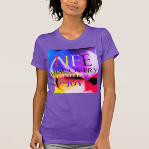 "Life Discovery Challenge" Blauer, gelber Magenta T-Shirt