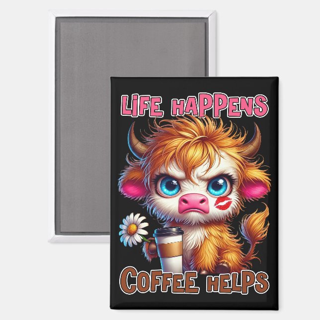 Life Happens Coffee Helps  Magnet (Vorderseite/Rückseite)