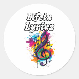 "Life in Lyrics" Farbnoten-Typografie-Design Runder Aufkleber