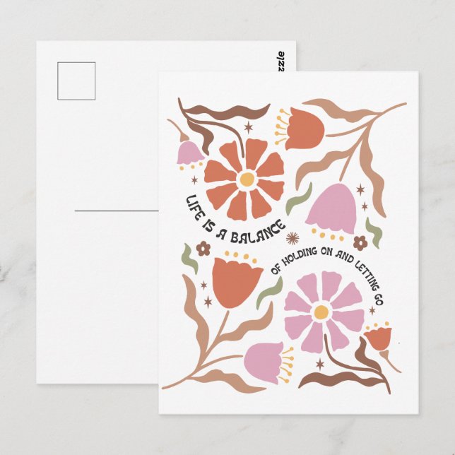 Life Is A Balance Of Holding Boho Wildflower Quote Postkarte (Vorne/Hinten)