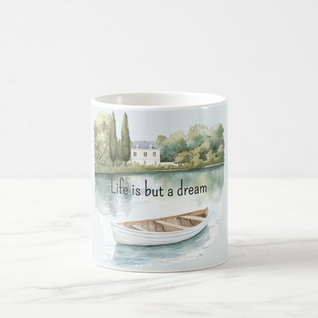 Life is a dream lake boat kaffeetasse (Mittel)
