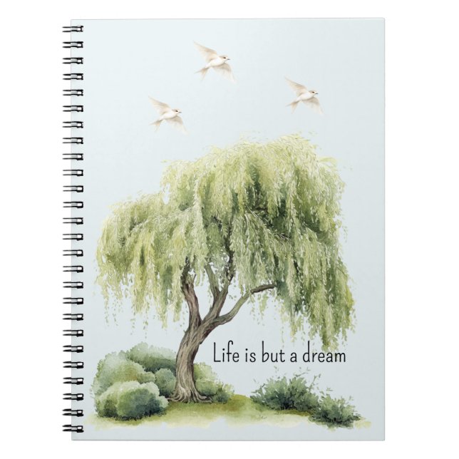 Life is a dream Tree Birds Notizblock (Vorderseite)
