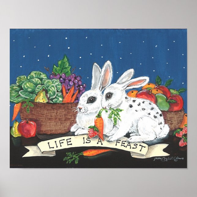 "Life is a Fest" Niedliches Bunny Rabbit Poster (Vorne)