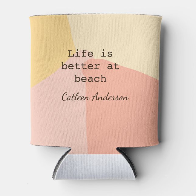 Life is better at beach yellow orange boho rustic  dosenkühler (Vorderseite)