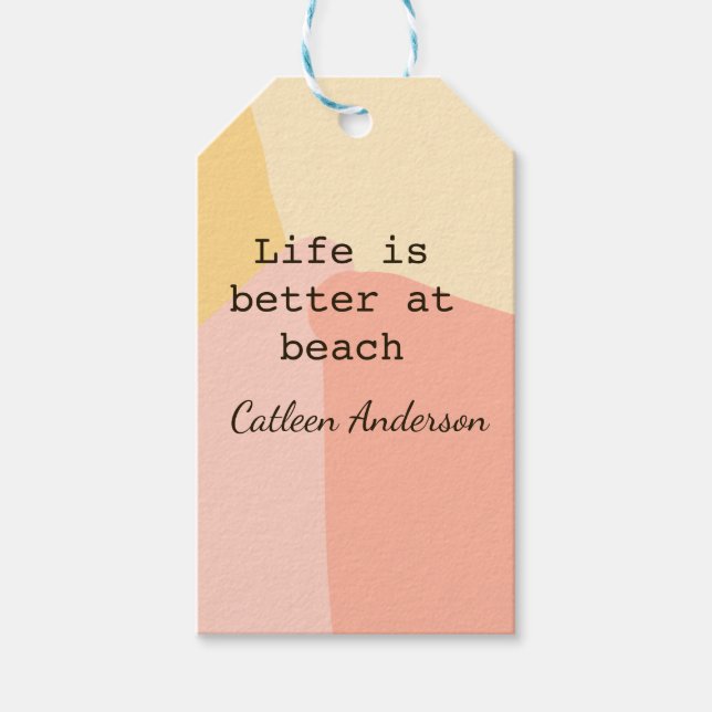 Life is better at beach yellow orange boho rustic  geschenkanhänger (Vorderseite)