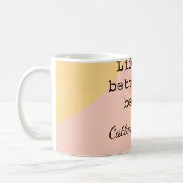 Life is better at beach yellow orange boho rustic  kaffeetasse