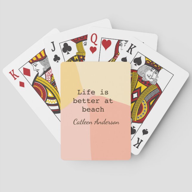 Life is better at beach yellow orange boho rustic  spielkarten (Rückseite)