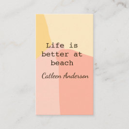Life is better at beach yellow orange boho rustic  visitenkarte