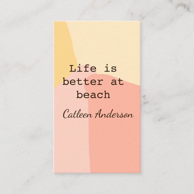 Life is better at beach yellow orange boho rustic  visitenkarte (Vorderseite)