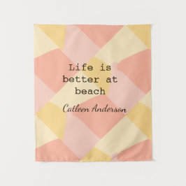 Life is better at beach yellow orange boho rustic  wandteppich
