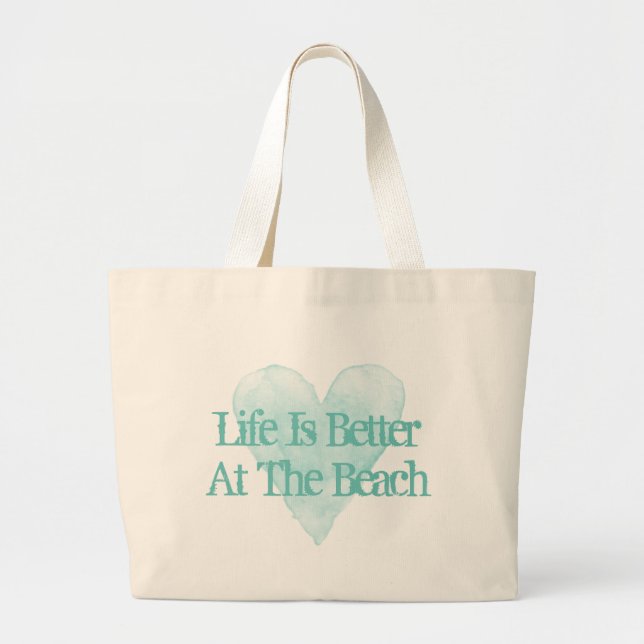 Life is better at the beach jumbo canvas tote bag stoffbeutel (Vorne)