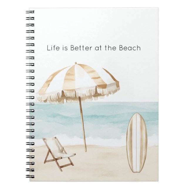 Life is Better at the Beach Umbrella Surf Board Notizblock (Vorderseite)