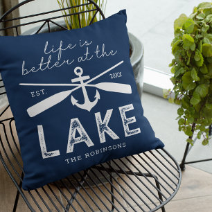 Life is Better at the Lake Family Name Kissen