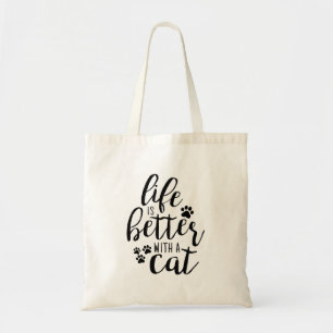 Life is better with a Cat Cute Cat Captions Aesthe Tragetasche