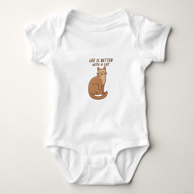 Life Is Better With a Cat – Cute Cat Lover Design Baby Strampler (Vorderseite)