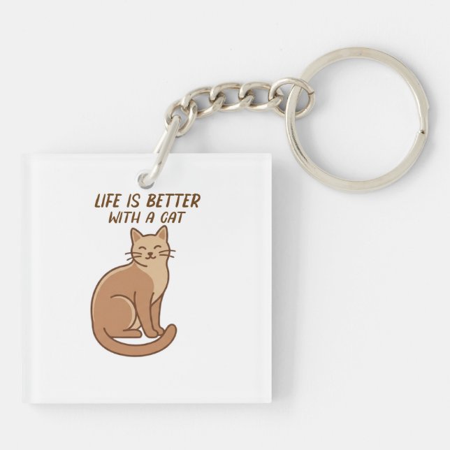 Life Is Better With a Cat – Cute Cat Lover Design Schlüsselanhänger (Rückseite)