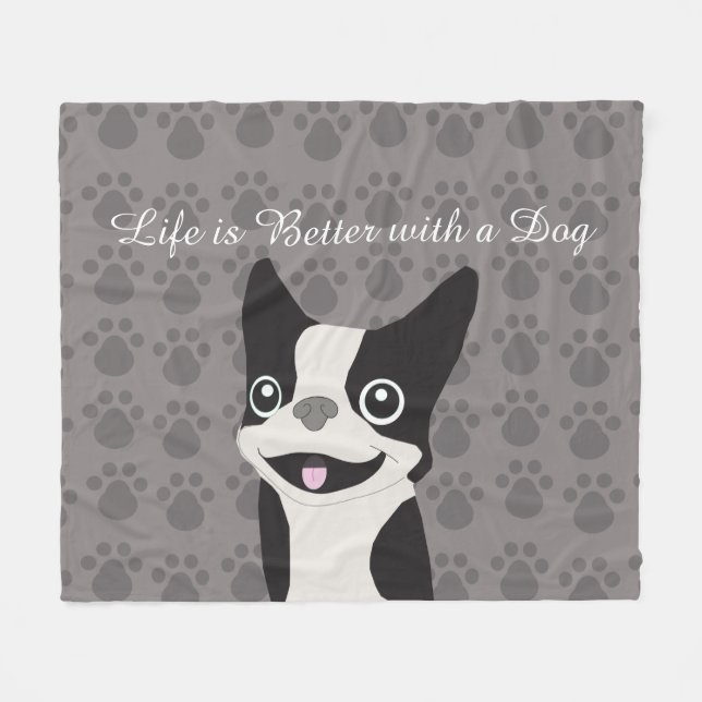 Life is Better with a Dog Fleecedecke (Vorderseite (Horizontal))