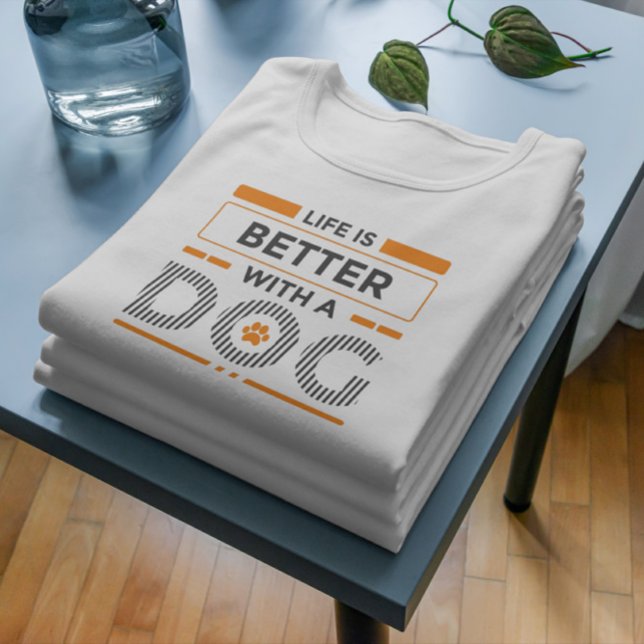 Life is better with a dog modern gray and orange  Tri-Blend shirt (Von Creator hochgeladen)