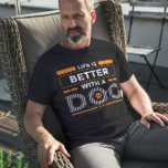 Life is better with a dog modern gray and white  Tri-Blend shirt<br><div class="desc">White and orange modern typography design- life is better with a dog—cute design for dog lovers.</div>