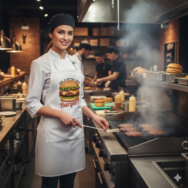 Life Is Better With cooking  Burger Apron Lange Schürze (Von Creator hochgeladen)