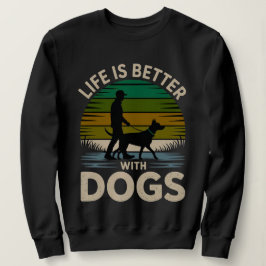 Life Is Better With Dogs Women’s Retro Sunset Swea Sweatshirt