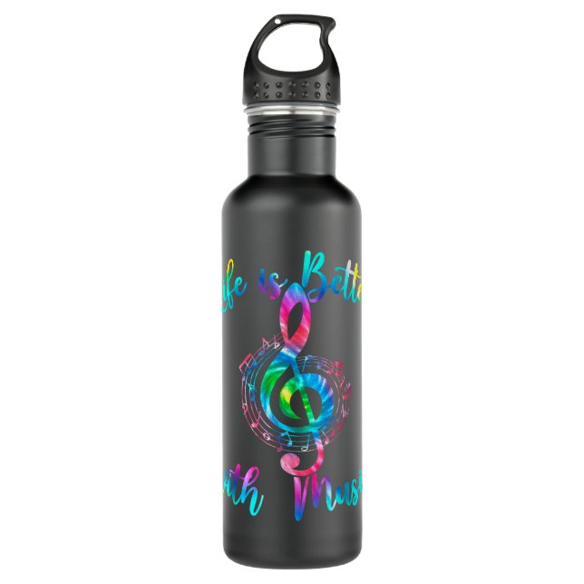 Life is Better With Music Notes Teen Girl Women Mu Edelstahlflasche (Vorderseite)
