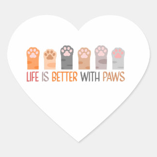 Life is Better with Paws Herz-Aufkleber