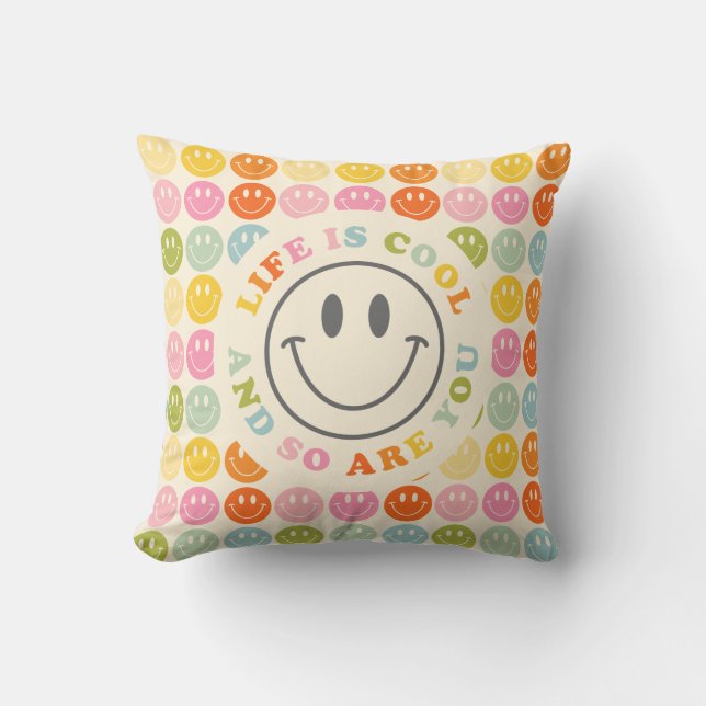 Life Is Cool Happy Smiling Face Emoji Kissen (Vorderseite)