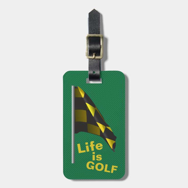 Life is Golf Flag Personalisiert Bag Tag Gepäckanhänger (Vorderseite vertikal)