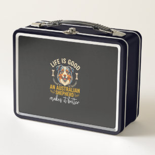 Life Is Good Australian Shepherd Hundeknochen Metall Brotdose