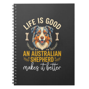 Life Is Good Australian Shepherd Hundeknochen Notizblock