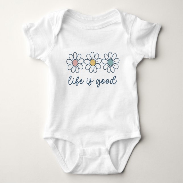 Life is Good Daisy Flower Baby Strampler (Vorderseite)