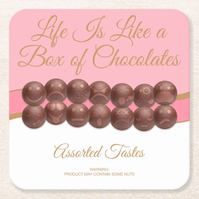 Life Is Like a Box of Chocolates Rechteckiger Pappuntersetzer (Vorderseite)